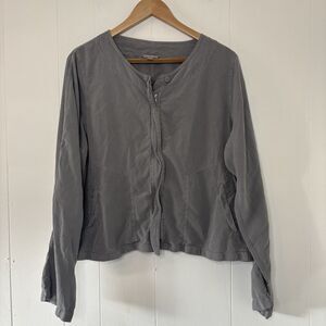 J. Jill Women’s Large Gray 100% Silk Full Zip Lagenlook Lightweight Jacket